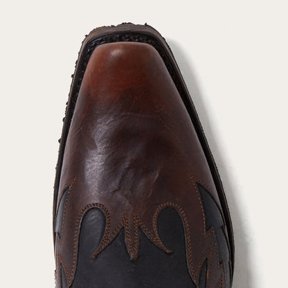 Biker Outlaw Oiled Leather Cowboy Boot Brown - Stetson