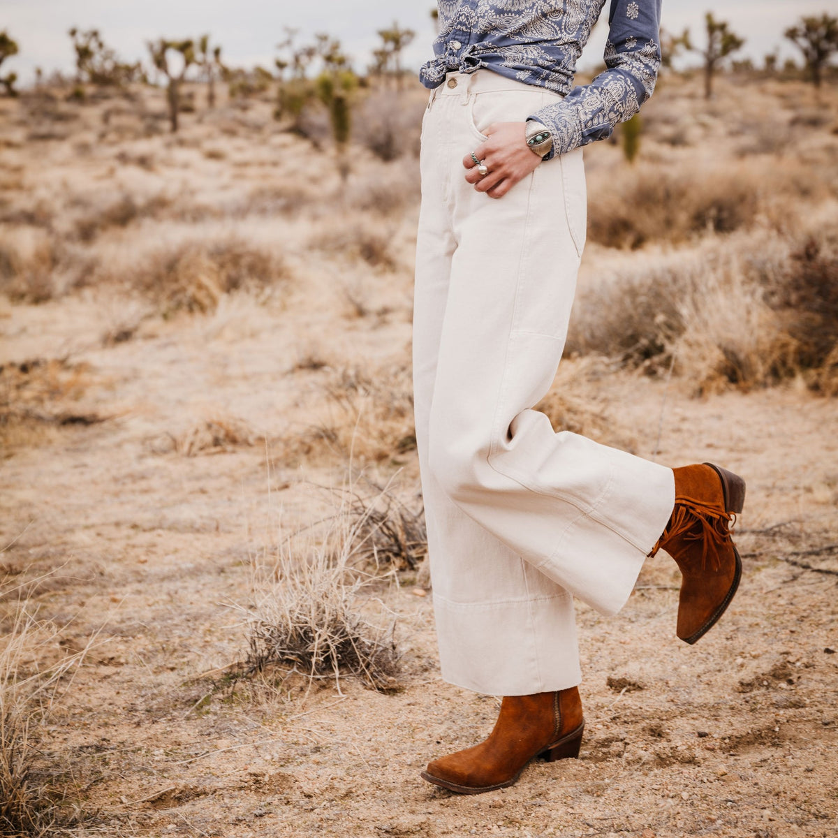 Halle Suede Fringe Side Zip Boot Brown - Stetson