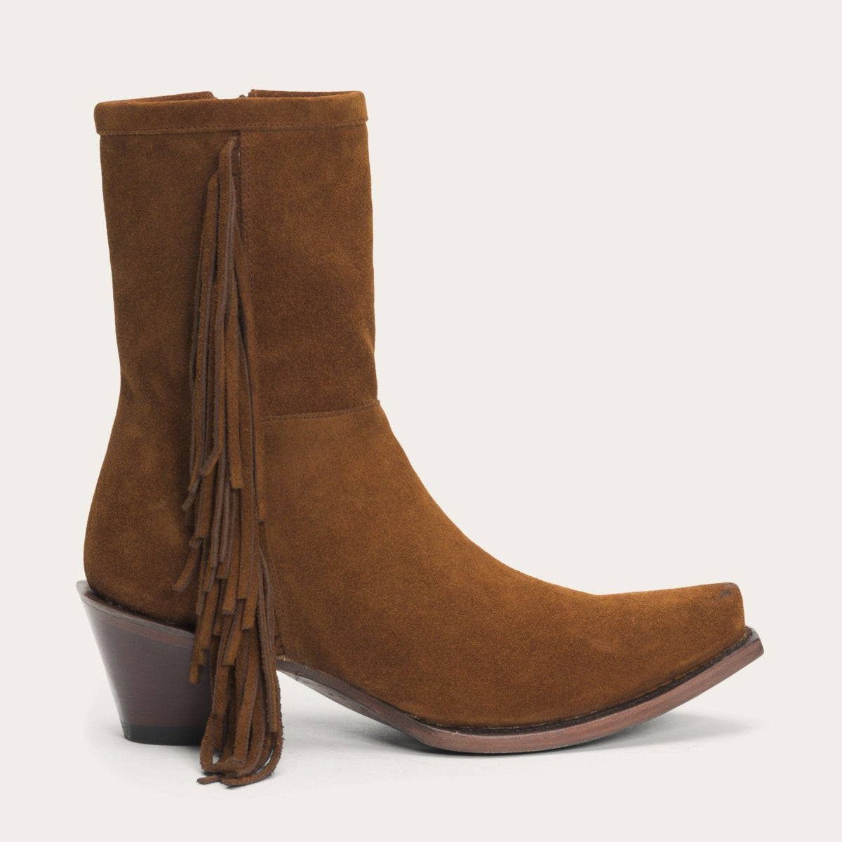 Halle Suede Fringe Side Zip Boot Brown - Stetson