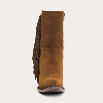 Halle Suede Fringe Side Zip Boot Brown - Stetson