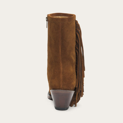 Halle Suede Fringe Side Zip Boot Brown - Stetson