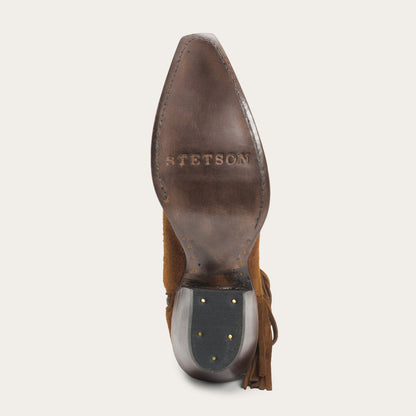 Halle Suede Fringe Side Zip Boot Brown - Stetson