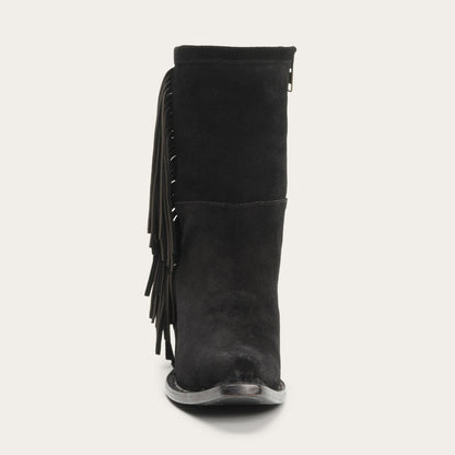 Halle Suede Fringe Side Zip Boot Black - Stetson