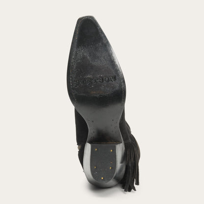 Halle Suede Fringe Side Zip Boot Black - Stetson