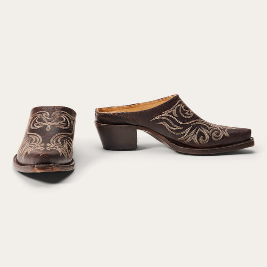 Adley Vintage Finished Leather Mules Brown - Stetson