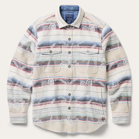 Tommy Bahama x Stetson Peco Palms Jacquard Shirt Jacket White Sand - Stetson