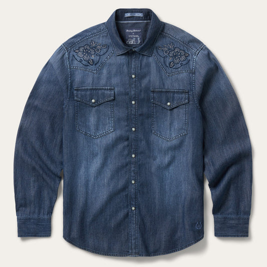 Tommy Bahama x Stetson Calypso Cowboy Long-Sleeve Shirt Blue Jean - Stetson