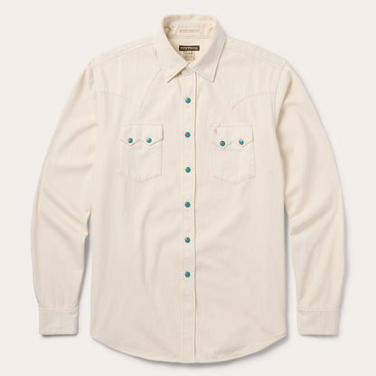 Turquoise Snap Western Denim Shirt Cream - Stetson