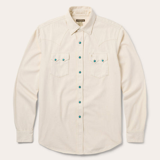 Turquoise Snap Western Denim Shirt Cream - Stetson