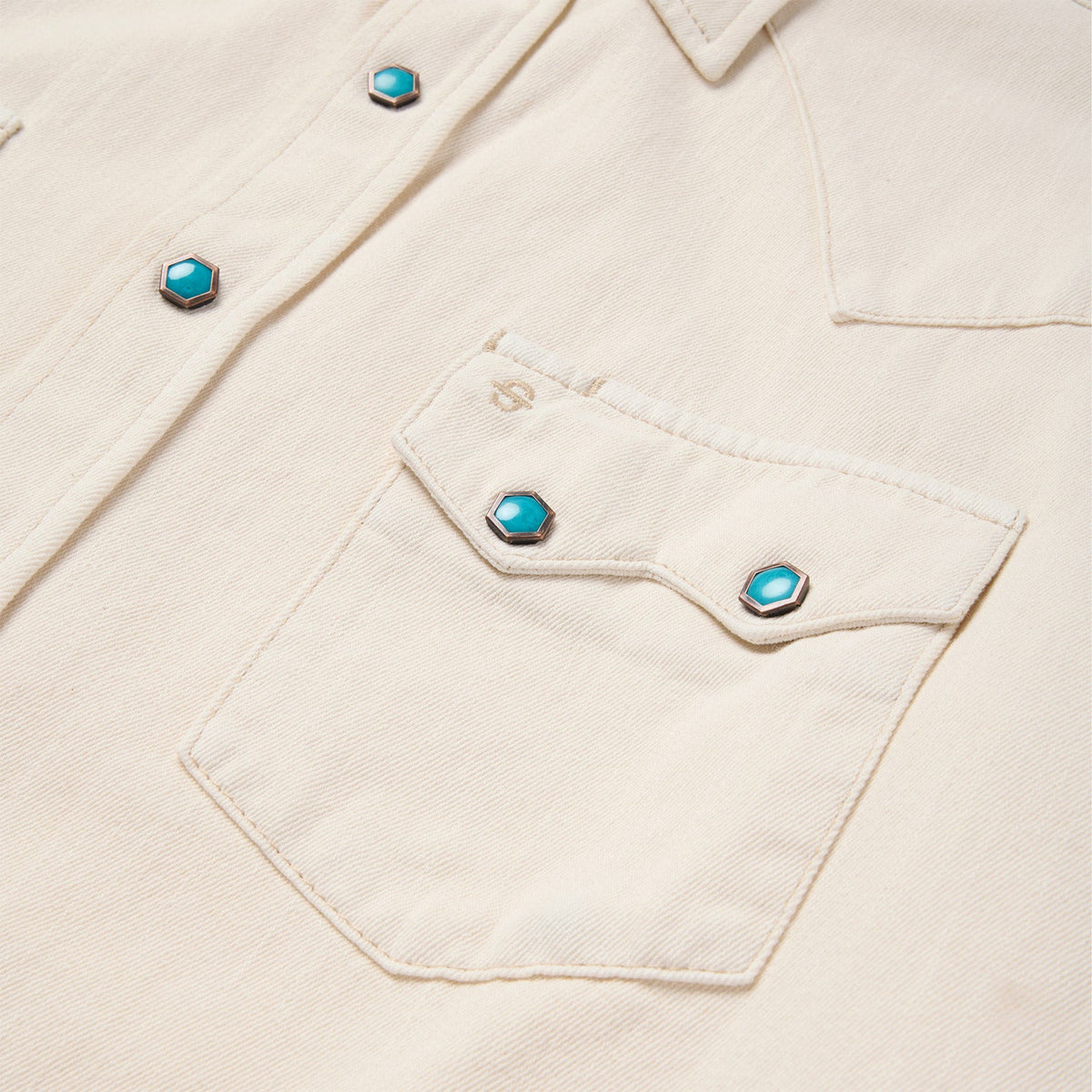 Turquoise Snap Western Denim Shirt Cream - Stetson