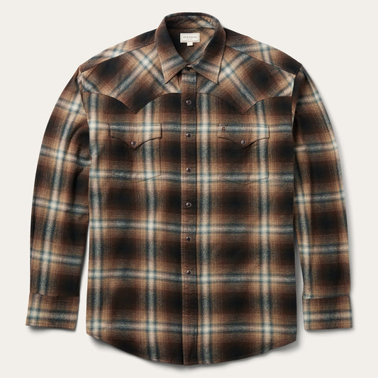Ombre Plaid Western Shirt Dark Brown - Stetson