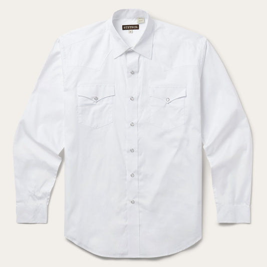 White Pinpoint Oxford Western Shirt White - Stetson