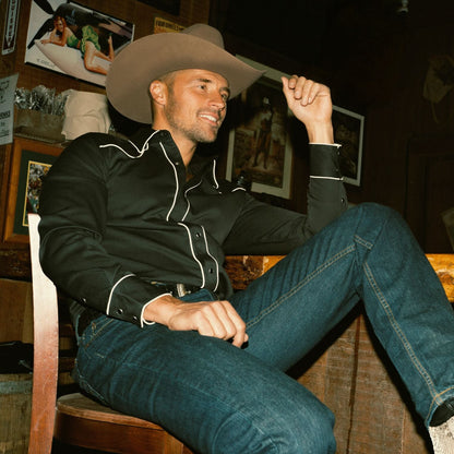 Vintage Piped Western Shirt Black - Stetson