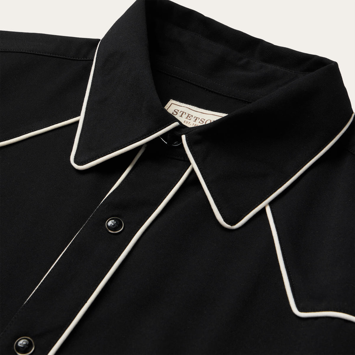 Vintage Piped Western Shirt Black - Stetson