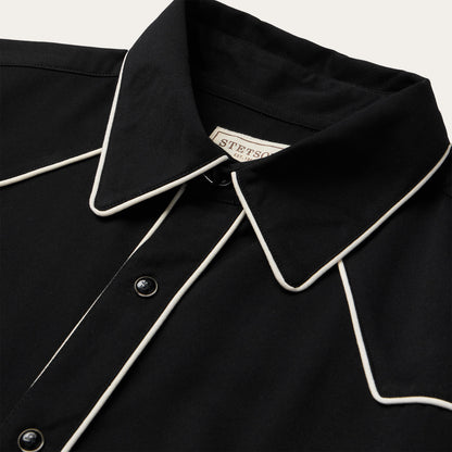 Vintage Piped Western Shirt Black - Stetson