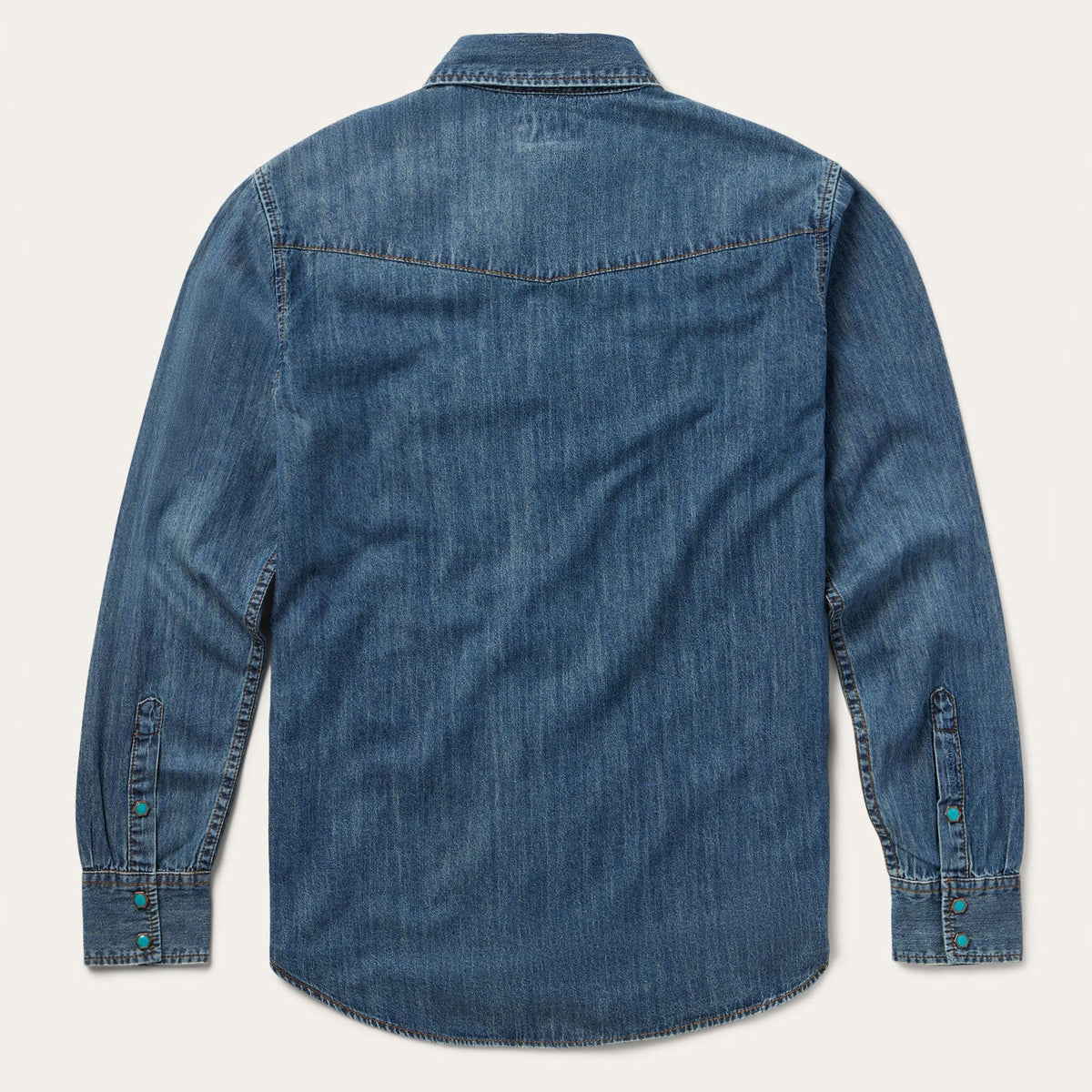 Turquoise Snap Lightweight Denim Shirt Blue - Stetson
