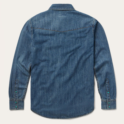 Turquoise Snap Lightweight Denim Shirt Blue - Stetson
