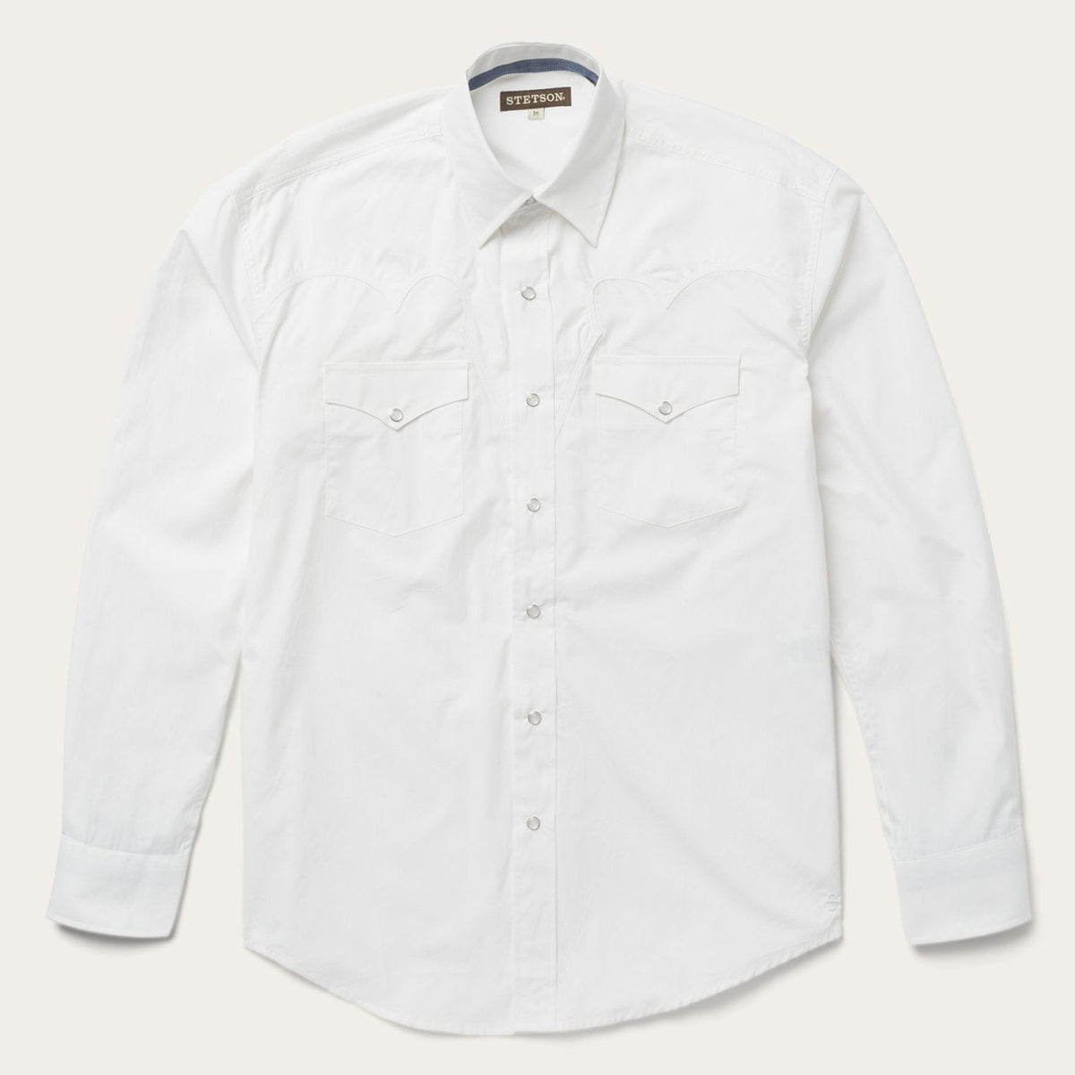 Classic Solid Snap Poplin Shirt In Optic White White - Stetson