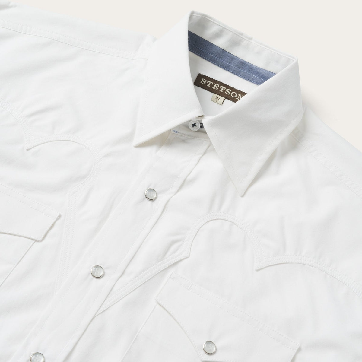 Classic Solid Snap Poplin Shirt In Optic White White - Stetson