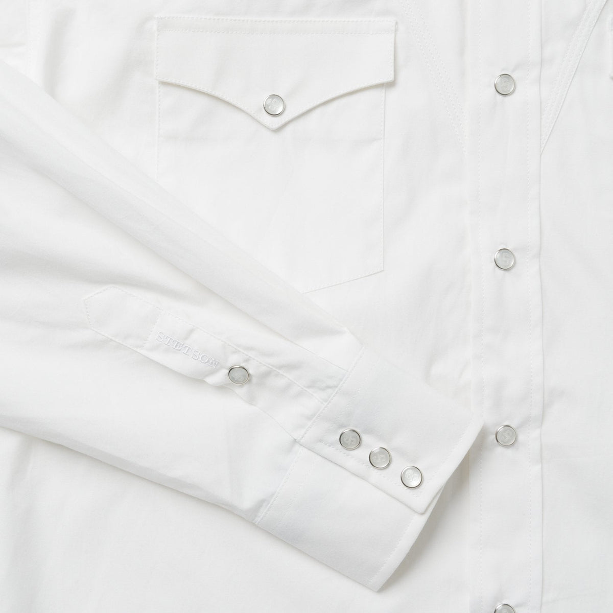 Classic Solid Snap Poplin Shirt In Optic White White - Stetson