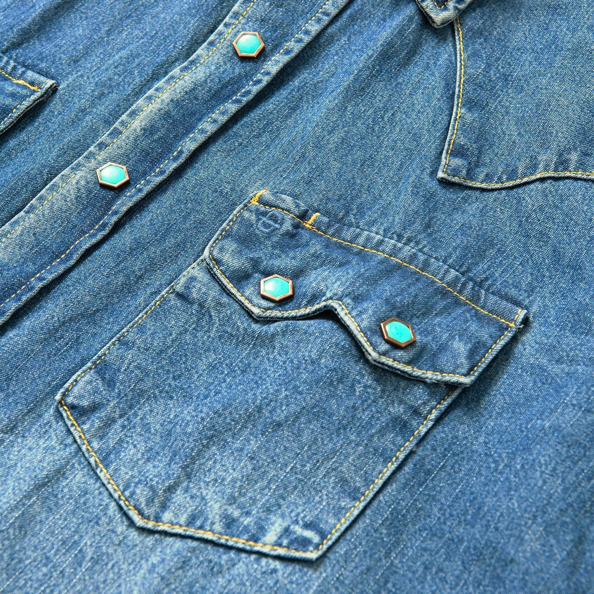Turquoise Snap Western Denim Shirt Blue - Stetson