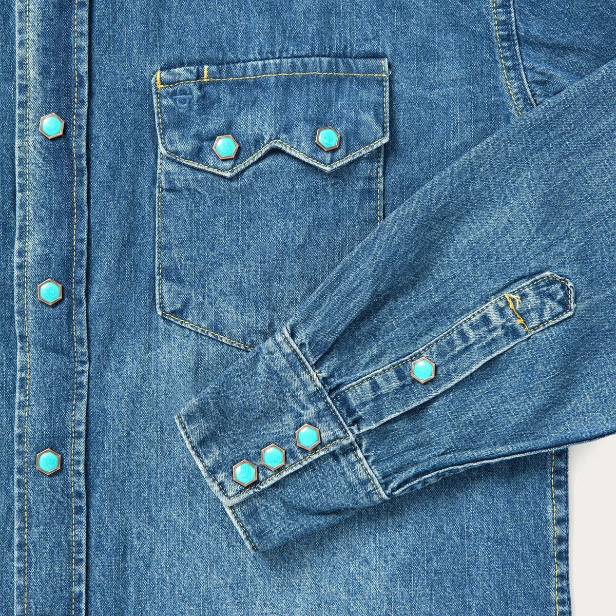 Turquoise Snap Western Denim Shirt Blue - Stetson