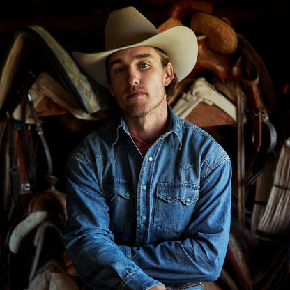 Turquoise Snap Western Denim Shirt Blue - Stetson