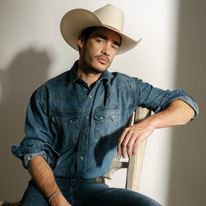 Turquoise Snap Western Denim Shirt Blue - Stetson