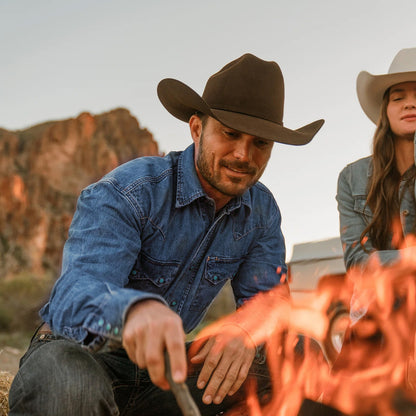 Turquoise Snap Western Denim Shirt Blue - Stetson