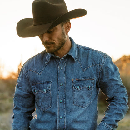 Turquoise Snap Western Denim Shirt Blue - Stetson
