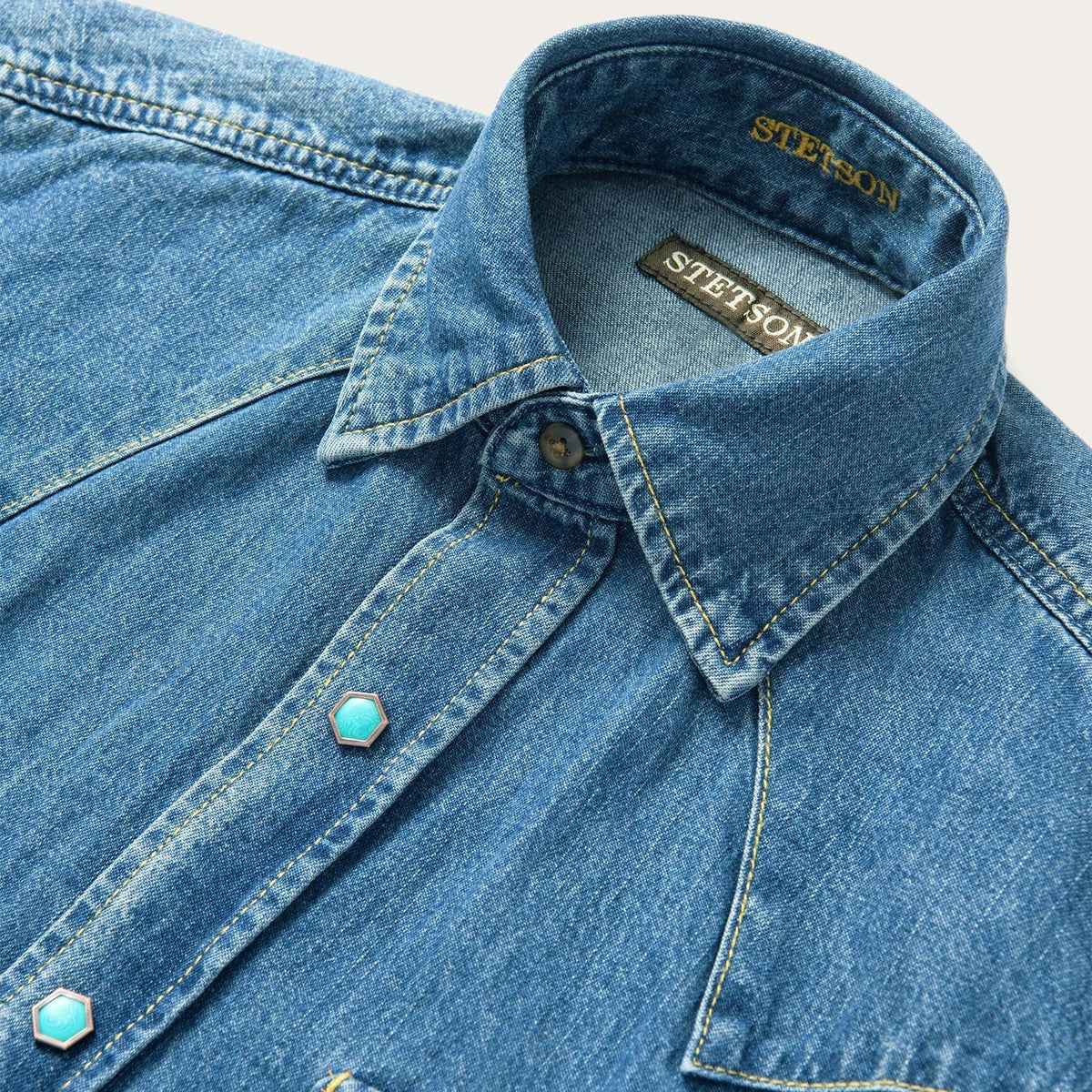 Turquoise Snap Western Denim Shirt Blue - Stetson