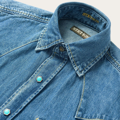Turquoise Snap Western Denim Shirt Blue - Stetson