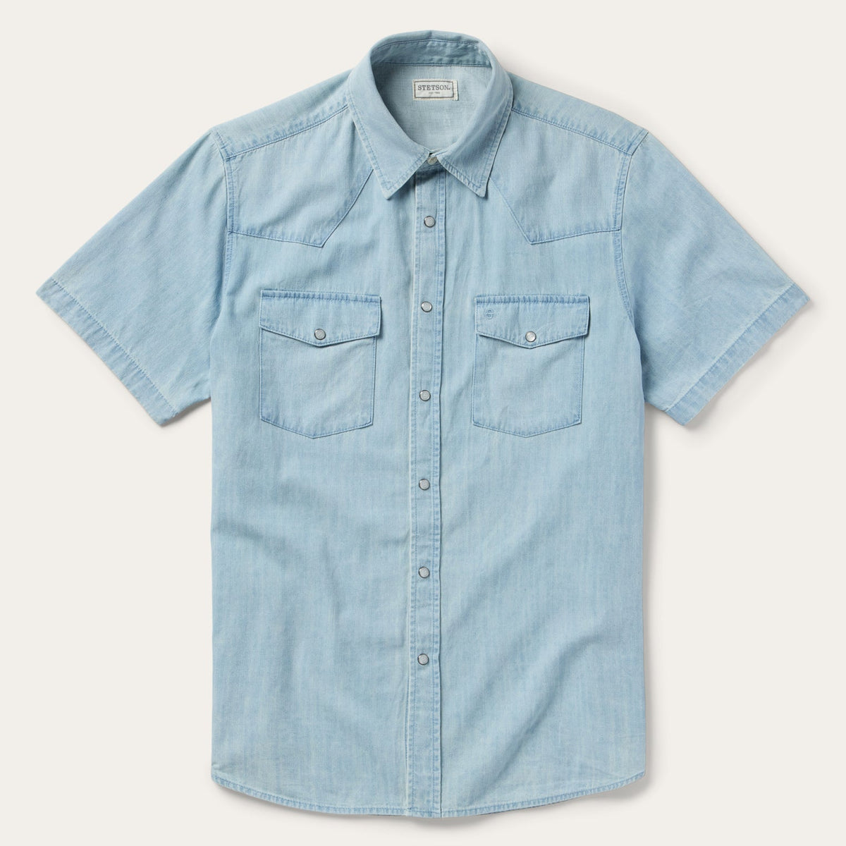 Chambray Oxford Short Sleeve Western Shirt Blue - Stetson