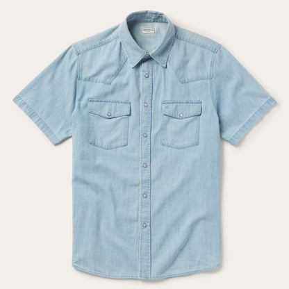 Chambray Oxford Short Sleeve Western Shirt Blue - Stetson