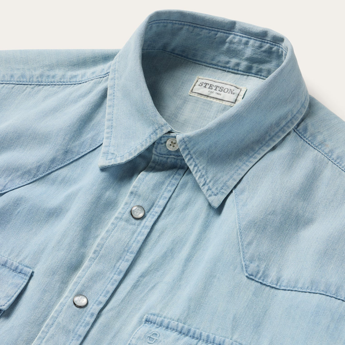 Chambray Oxford Short Sleeve Western Shirt Blue - Stetson