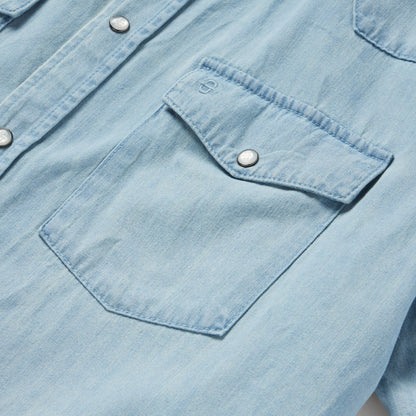 Chambray Oxford Short Sleeve Western Shirt Blue - Stetson