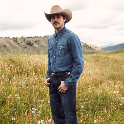 Medium Blue Denim Shirt Blue - Stetson