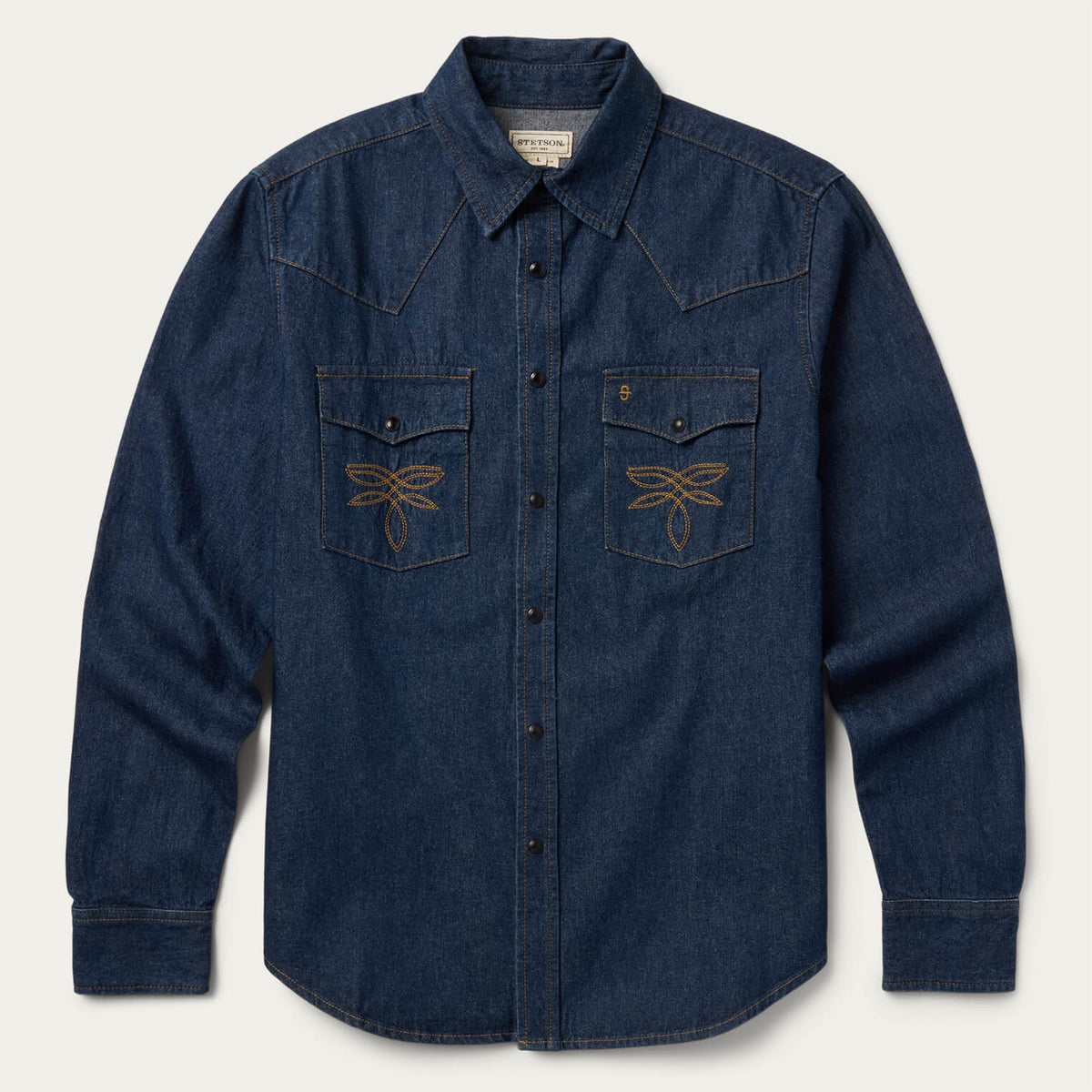 Boot Stitch Raw Denim Shirt Blue - Stetson