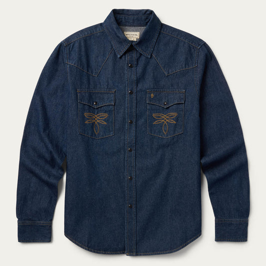 Boot Stitch Raw Denim Shirt Blue - Stetson