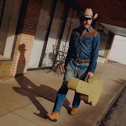 Leather Yoke Denim Shirt Blue - Stetson