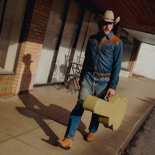 Leather Yoke Denim Shirt Blue - Stetson