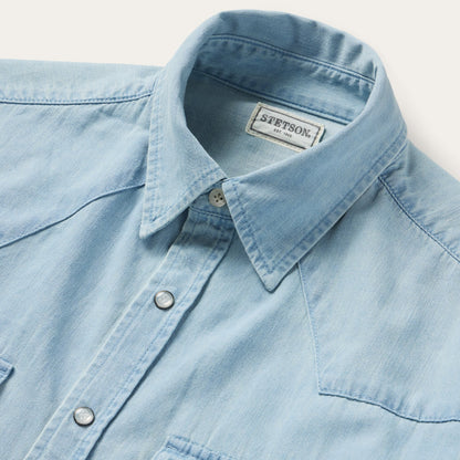 Chambray Oxford Western Shirt Blue - Stetson
