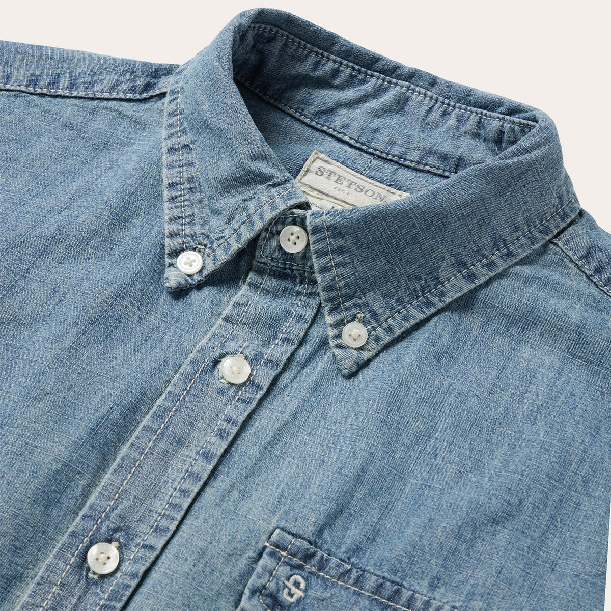 Chambray Button-Down Shirt Blue - Stetson