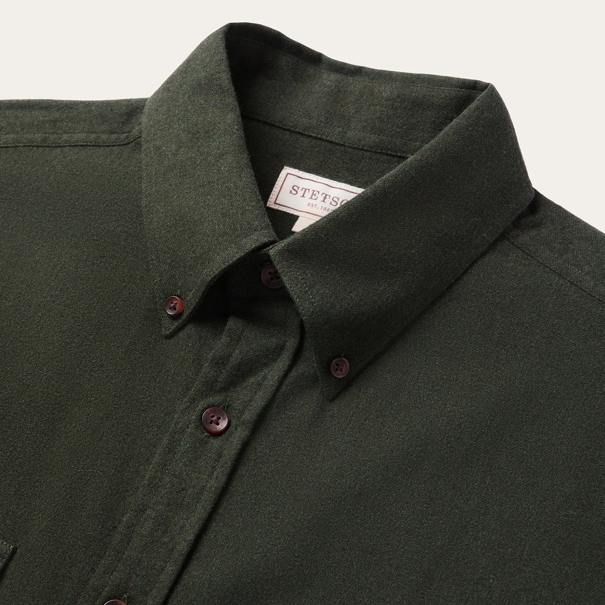 Brushed Heathered Flannel Shirt Green - Stetson