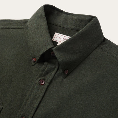 Brushed Heathered Flannel Shirt Green - Stetson