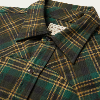 Brushed Flannel Western Shirt Green - Stetson