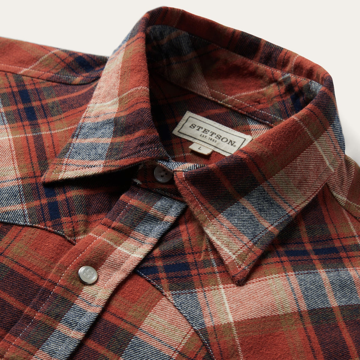 Brushed Twill Plaid Shirt Orange - Stetson