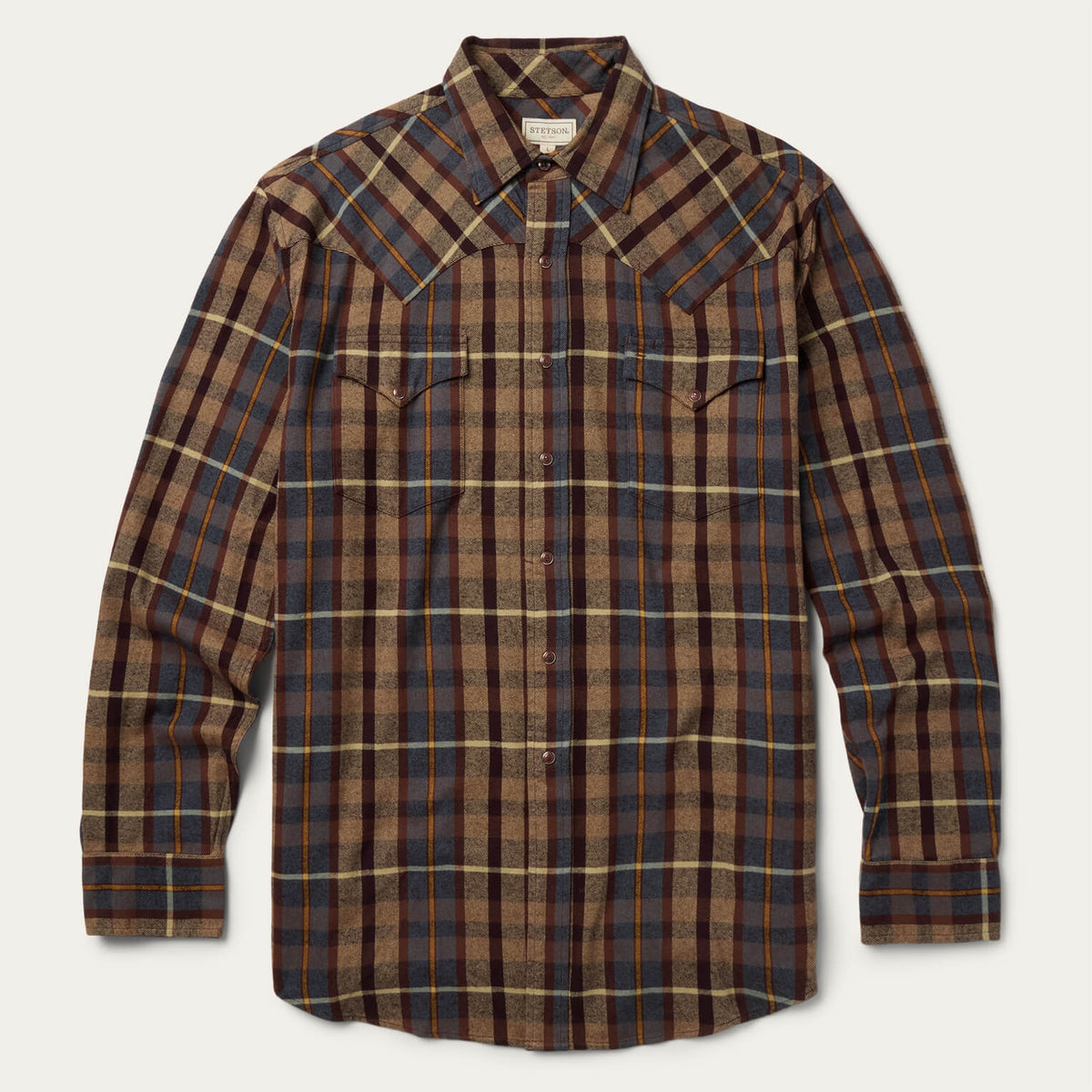 Brushed Flannel Western Shirt Brown - Stetson
