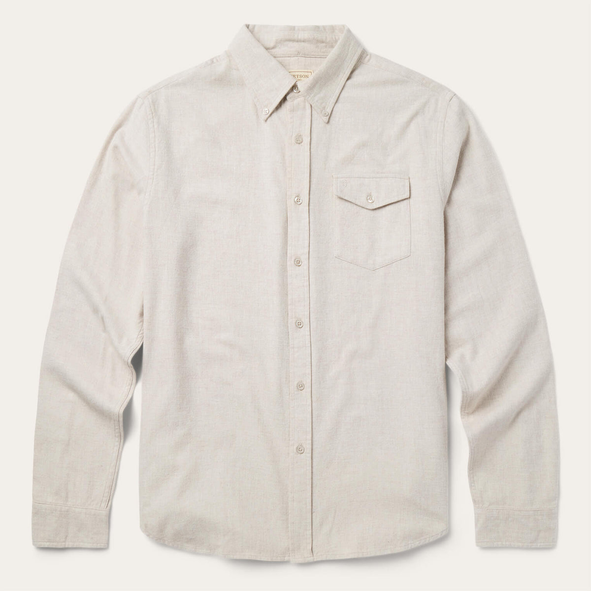 Heathered Flannel Button-Down Shirt White - Stetson