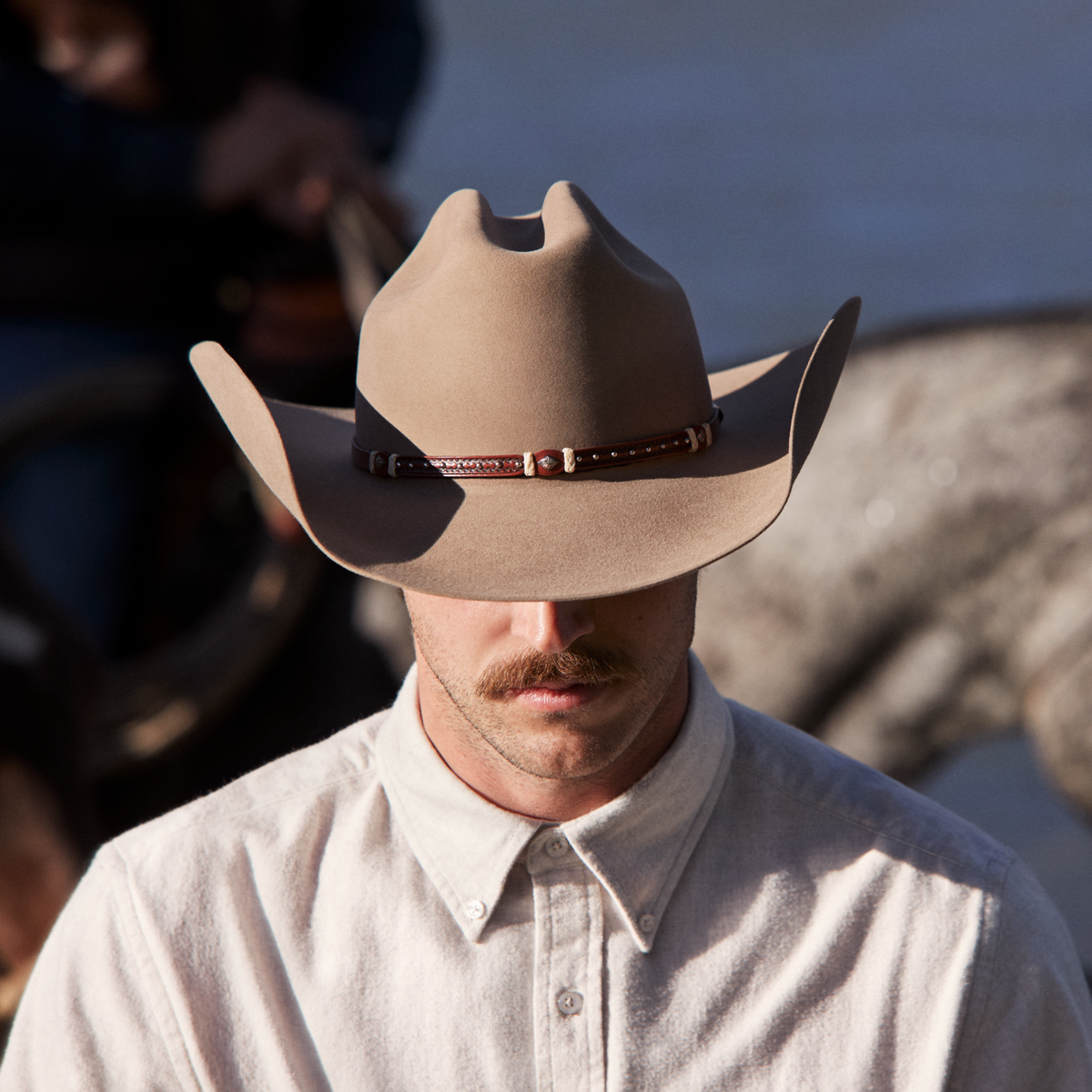 Heathered Flannel Button-Down Shirt White - Stetson